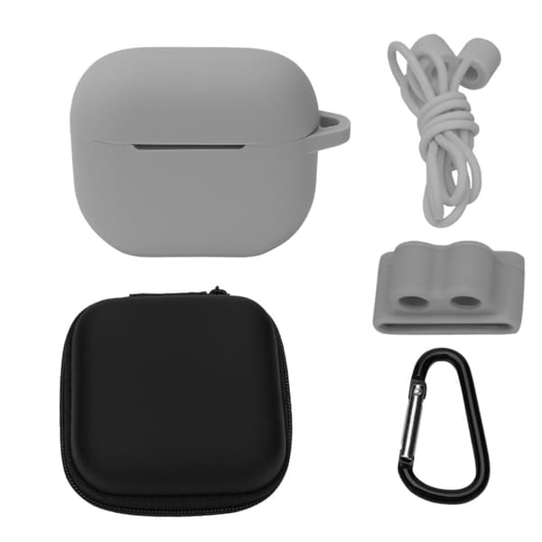 AirPods 3 silikoneetui med opbevaringspose og tilbehør - Grå Silver grey