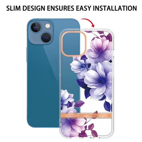 Super Slim og Holdbart Blødtcover til iPhone 15 Plus - Hc004 Purple Begonia Purple