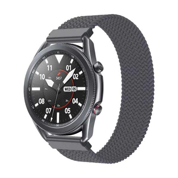 Samsung Galaxy Watch 3 (45 mm) elastisk nylon-urrem - Rumgrå Størrelse: M Silver grey