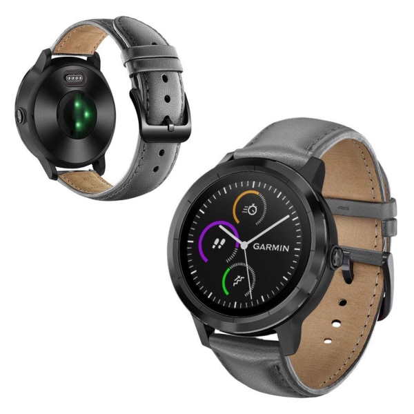 Garmin Vivoactive 3 / Vivomove HR læder Læder Urrem - Grå Silver grey