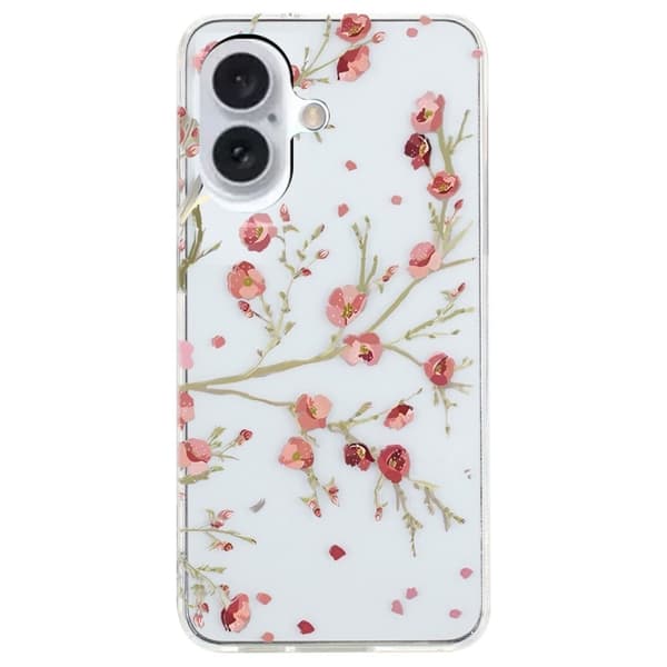 iPhone 16-etui med mønsterutskrift Fleksibelt, fleksibelt mobildeksel - Blomst Pink