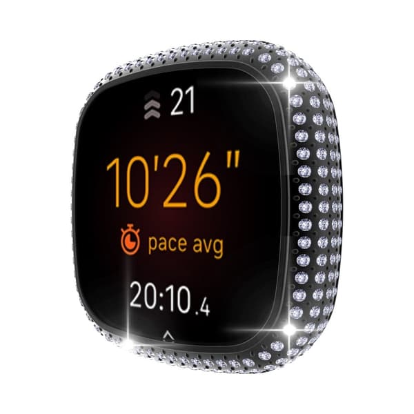 Fitbit Sense / Versa 3 moderigtigt rhinestone dekorationscover - Sort Black