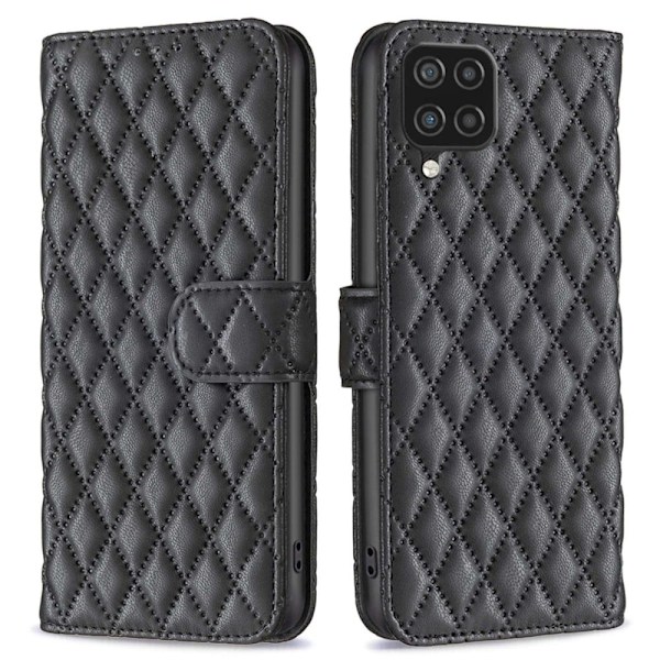 Matt Samsung Galaxy A12 5G fodral med rombmönster - Svart Svart