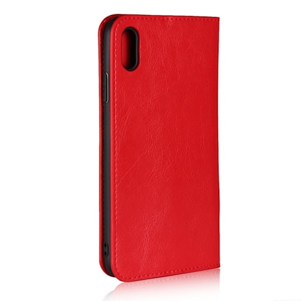 Crazy Horse iPhone Xs Max flip cover i ægte læder - Rød Red