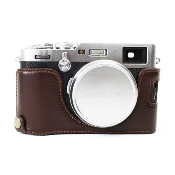 Fuji X100 / X100F / X100S Aito Nahkainen Puoli Suojaava Kamera Laukku - Kahvi Brown