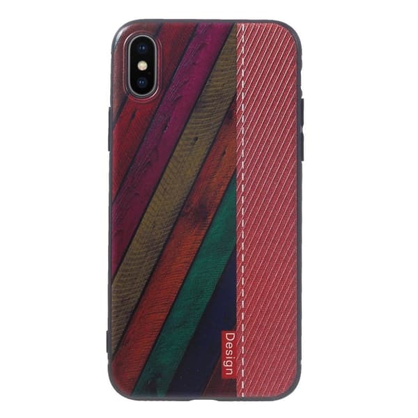 iPhone XS etui med præget mønster - Rød / Farverige Striber Multicolor