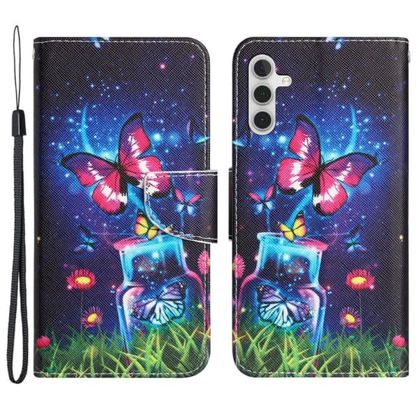 Wonderland Samsung Galaxy A55 flip kuoret - Pullo Ja Perhonen Blue