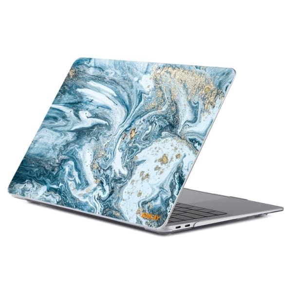 HAT PRINCE MacBook Pro 14 M1 / M1 Max (A2442, 2021) streamer light pattern style cover - Blågrøn Marmor Blue
