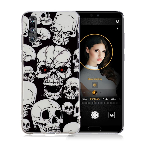 Huawei P20 Pro mobilskal silikon självlysande tryckmönster - Döskalle multifärg