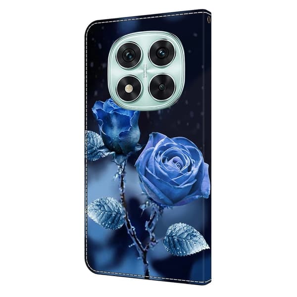 Xiaomi Redmi Note 14 Pro 5G plånboksfodral mönster utskrift stativ läder flip telefonskydd - Blå Rosor Blå