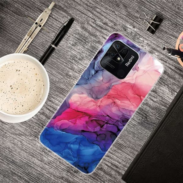 Marble Xiaomi Redmi 10C Etui - Aqueous Vibrant Mønster Multicolor