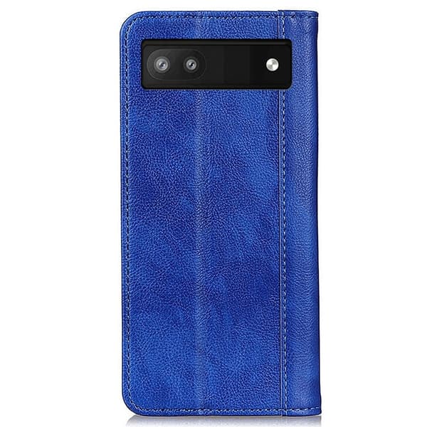 Ekte lærdeksel med magnetisk lukking for Google Pixel 7a - Blå Blue