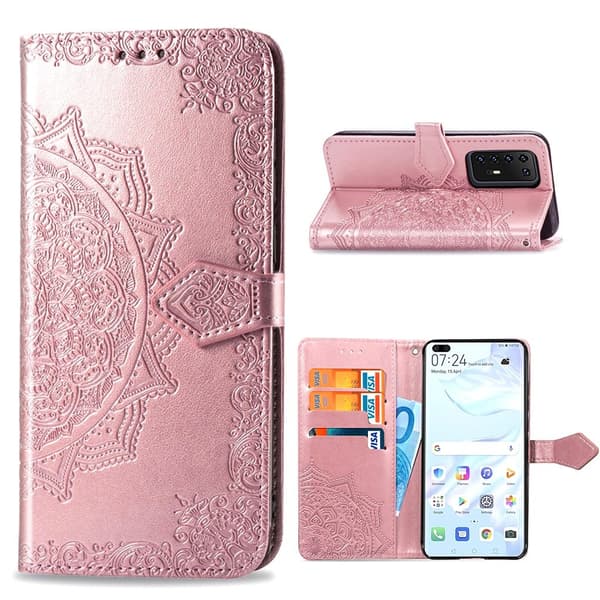 Mandala läder Huawei P40 fodral - Rosa Rosa