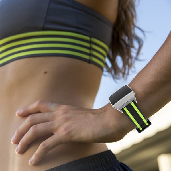 Fitbit Ionic Silikon klockband med stripes - Svart grön multifärg