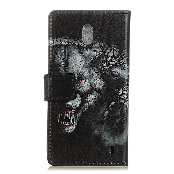 Nokia 1 Plus folio läderfodral - Vild Varg Svart