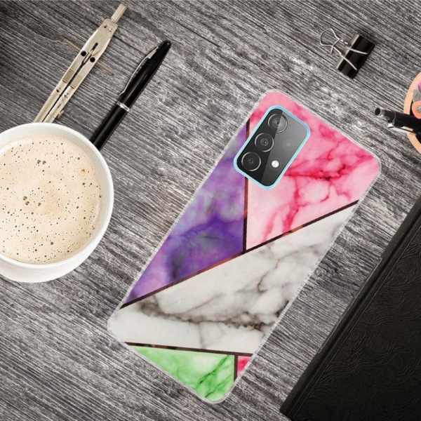 Marble design Samsung Galaxy A32 kotelot - Violetti / Ruusu / Valkoinen / Vihreä Multicolor