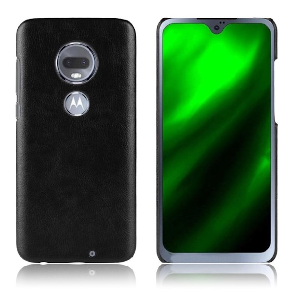 Motorola Moto G7 litchi textur läderfodral - svart Svart