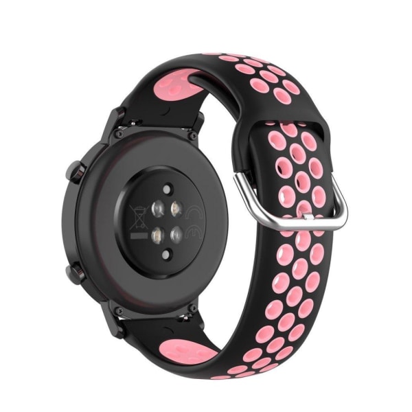 20mm Universal bi-color silicone watch strap - Black / Pink Pink