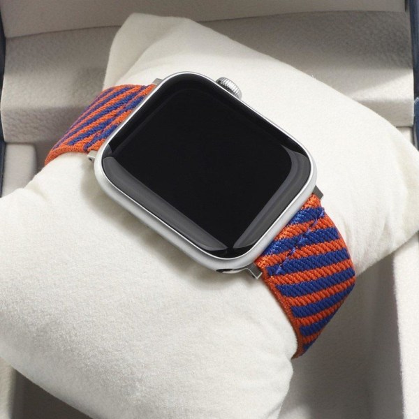 Apple Watch 40mm siisti kaksivärinen nylonkellohihna - Sininen / Oranssi Blue