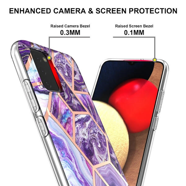 Marble Samsung Galaxy A02s Etui - Mørkelilla Purple