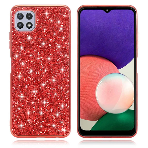 Glitter Samsung Galaxy A22 5G Suojakotelo - Punainen Red
