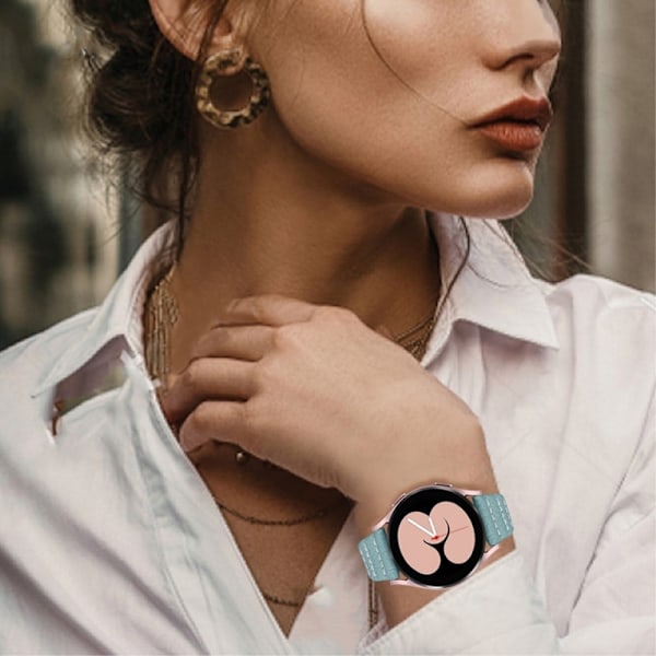 Haylou Solar LS05 / Xiaomi Watch Color wave stitching lines klockarmband i äkta läder - Blå Blå