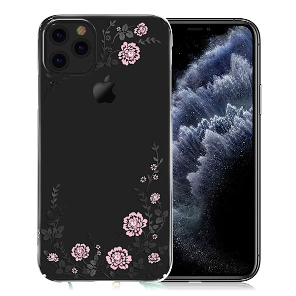 Kavaro iPhone 11 Pro Flora Crystal Case - Musta Black