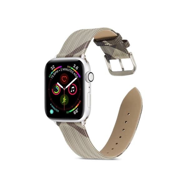 Apple Watch Series 5 44mm geometrisk stil klockarmband i äkta läder - Grå Silvergrå