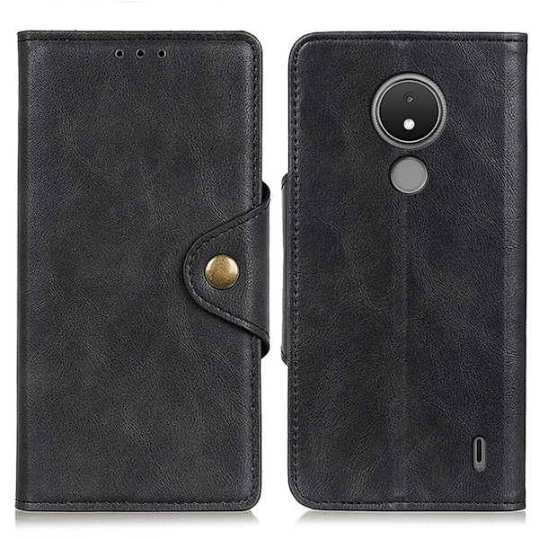 Alpha Nokia C21 læder flip etui - Sort Black