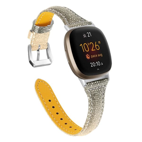 Fitbit Sense / Versa gradient ægte læder rem - guld Gold