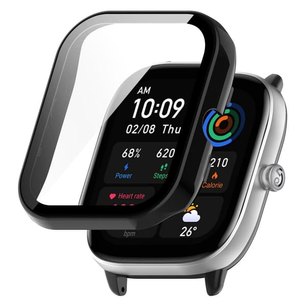 Amazfit GTS 4 Mini-cover med skærmbeskyttelse af hærdet glas - Sort Black