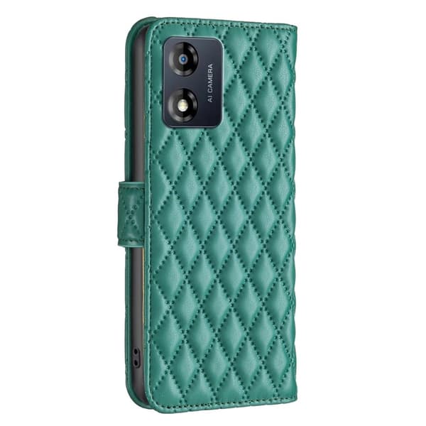 Rombuskuvioinen matta läppäkotelo Motorola Moto E13 - Vihreä Green