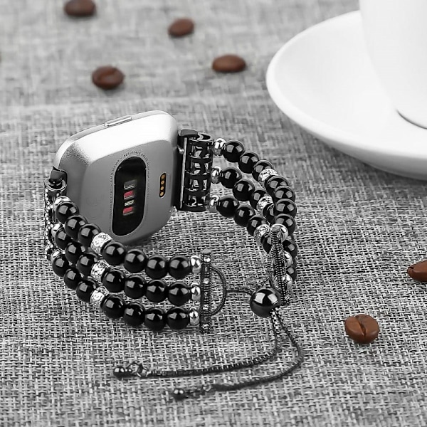 Fitbit Versa 2 / Versa Lite / Versa elegant klockarmband i äkta pärlemor - Svart Svart