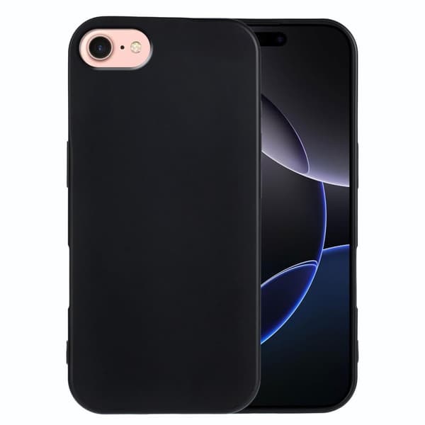iPhone 16e fleksibelt etui blødt mat anti-fingeraftryk telefonbagside - Sort Black