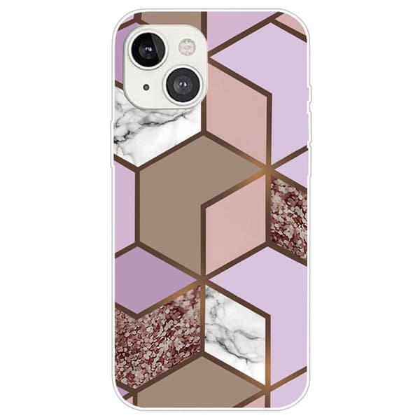 Marble design iPhone 14 Plus cover - Gylden Frodig Flise Multicolor