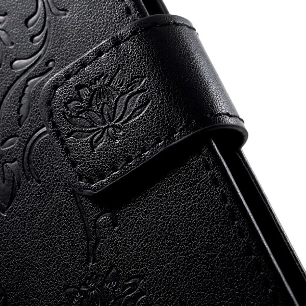 Huawei P Smart Printti Kuviollinen PU Nahkainen Lompakko Suoja Kotelo - Musta Black