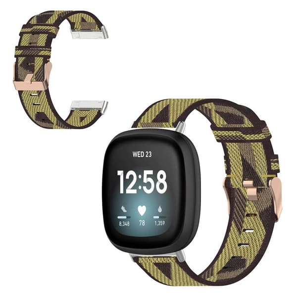Fitbit Sense / Versa 3 nylonklokkebånd - Gule Striper Yellow