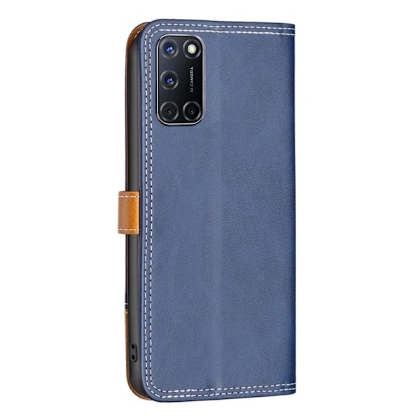 BINFEN kaksivärinen nahkakotelo Oppo A92 / Oppo A72 / Oppo A52 - Sininen Blue