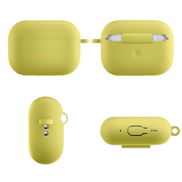 AirPods Pro 2 silikonfodral med spänne - Gul Gul