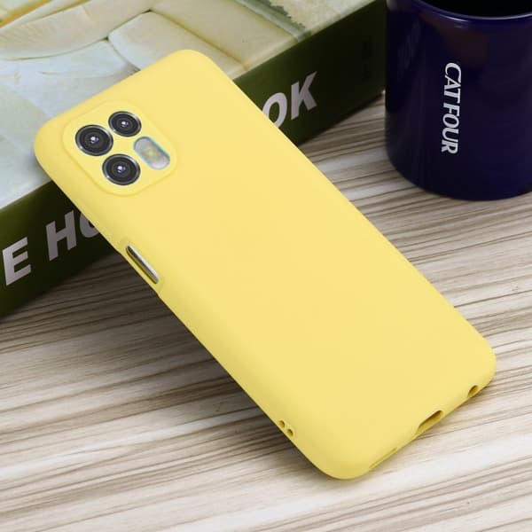 Matt Motorola Edge 20 Lite skal av flytande silikon - Gul Gul