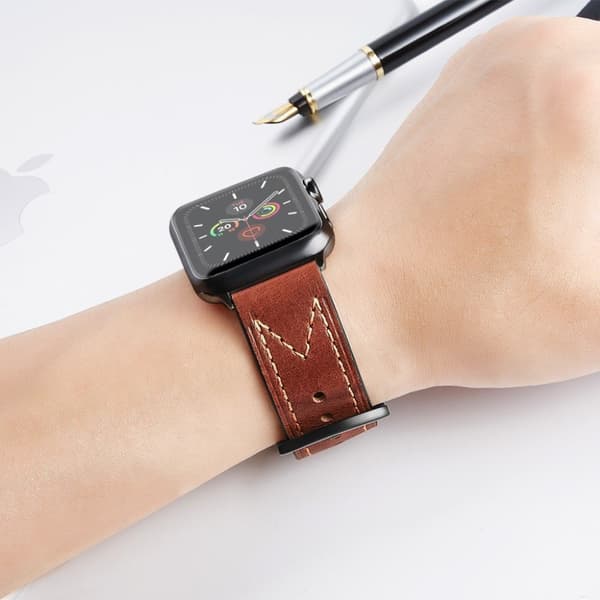 M-formet urrem i ægte læder til Apple Watch Series 5 / 4 40mm - Brun Brown