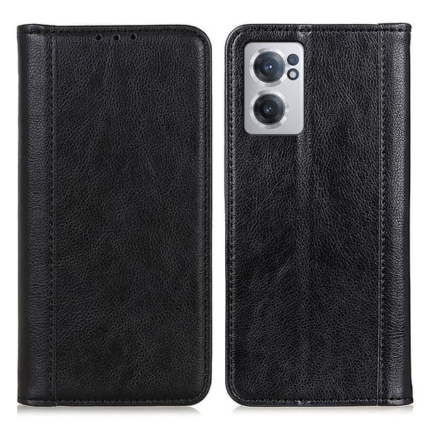 OnePlus Nord CE 2 5G ægte læderetui med magnetisk lukning - Sort Black