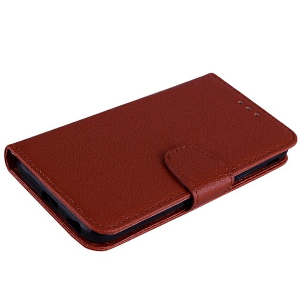 iPhone Xs Max flip etui i litchi-narvelæder - Brun Brown