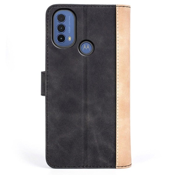 To Farvet Læder Flip Case til Motorola Moto E30 / E40 / E20 - Sort Black