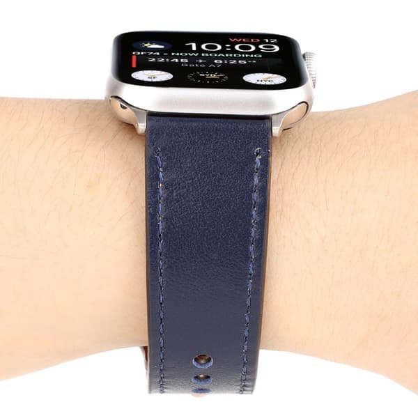 Apple Watch Series 4 40 mm klockarmband med nitspänne i äkta läder - Grå Silvergrå