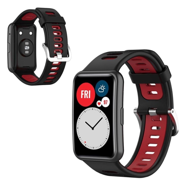 Huawei Watch Fit silicone two-tone watch band - Black / Red Röd