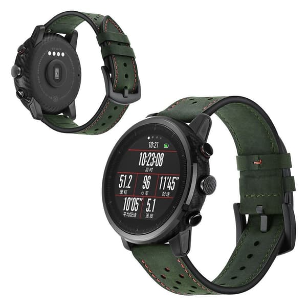 Huawei Watch / Watch 2 ægte læder Urrem - Grøn Green