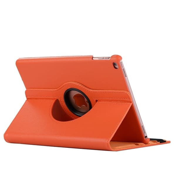 iPad (2017) Litchi Korn Roterende PU Lær Etui - Orange Orange