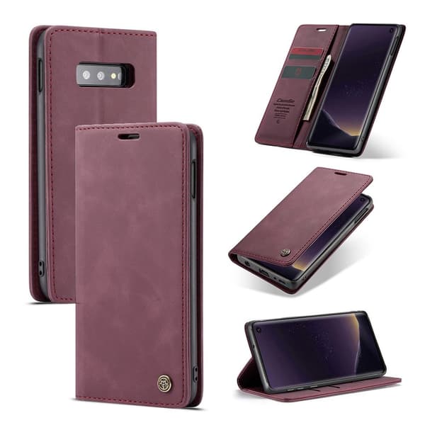 CASEME Samsung Galaxy S10e auto-absorberet læder flip etui - Rød Red