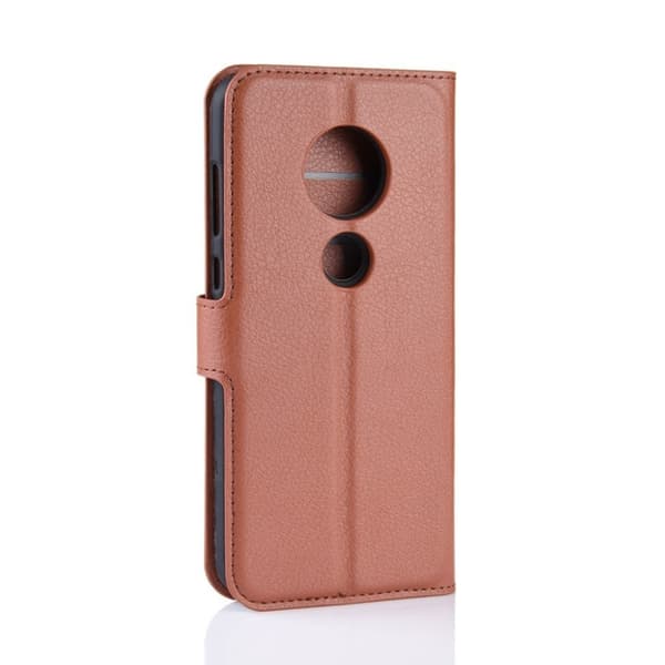 Motorola Moto G7 Litchi läderfodral - Brun Brun